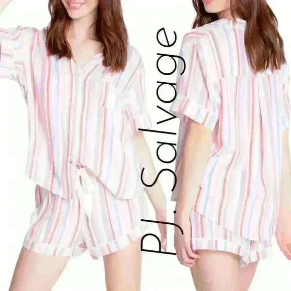 PJ SALVAGE Saturday Morning Woven Stripe Pajama Set - Picture 2 of 16
